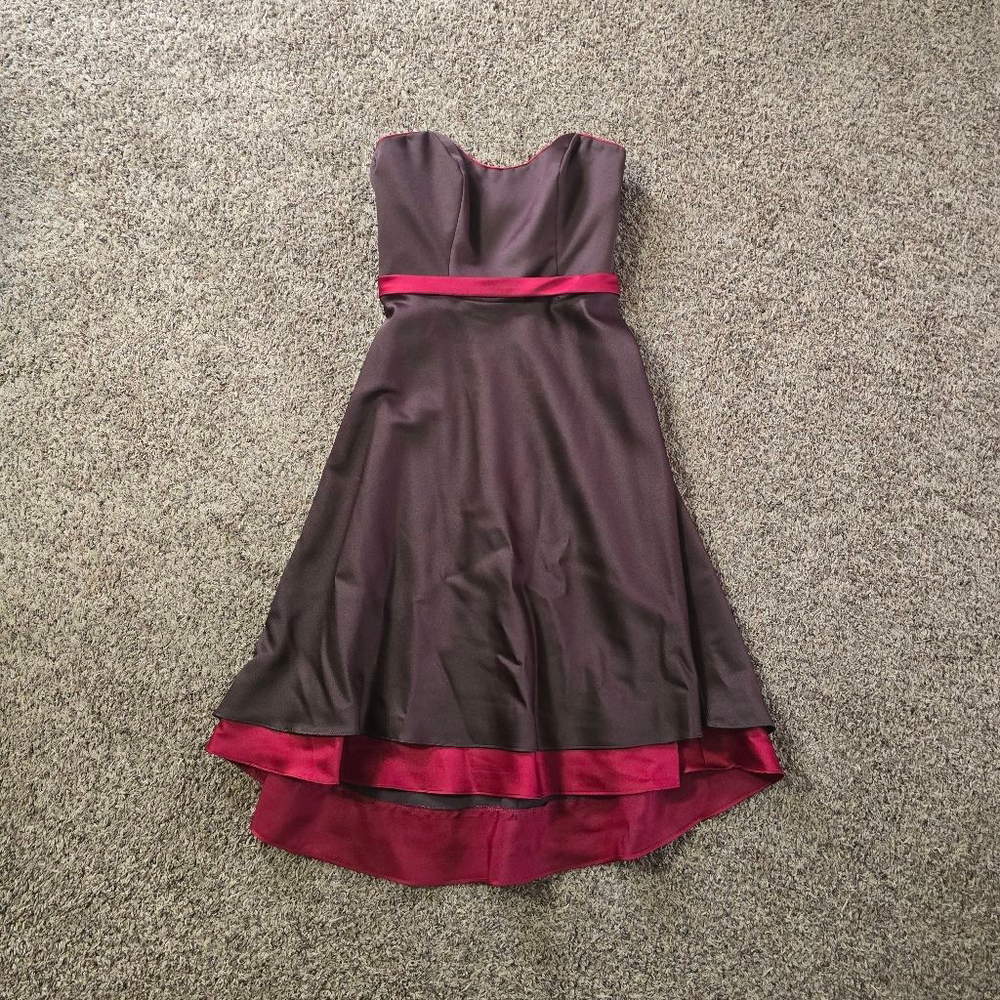 Alfred Angelo Strapless Dress Brown Burgundy Size 6